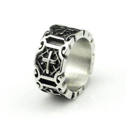 Classic Retro Christian Jesus Stainless Steel Cross Ring