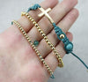 Handmade Cross Rope Bracelet Gold Plated Beads