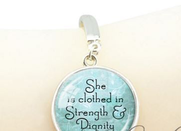 Silver Plated Quote Bangle Glass Dome