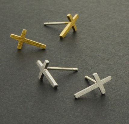 Simple Christian Cross Stud Earrings