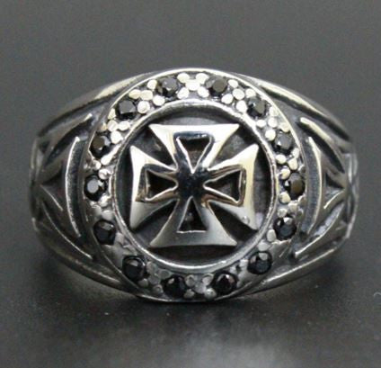 Black Crystal Jesus Ring