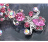 Pink Rose Crystal Rhinestone Holy Cross Pin Brooch