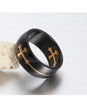 Mens Titanium Steel Black IP Gold Maltese Cross Rings