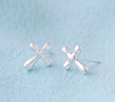 Women Silver Cross Stud Earring