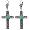 Tibetan Silver Turquoise Religious Cross Dangle Earring