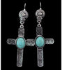 Tibetan Silver Turquoise Religious Cross Dangle Earring