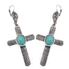 Tibetan Silver Turquoise Religious Cross Dangle Earring