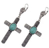 Tibetan Silver Turquoise Religious Cross Dangle Earring